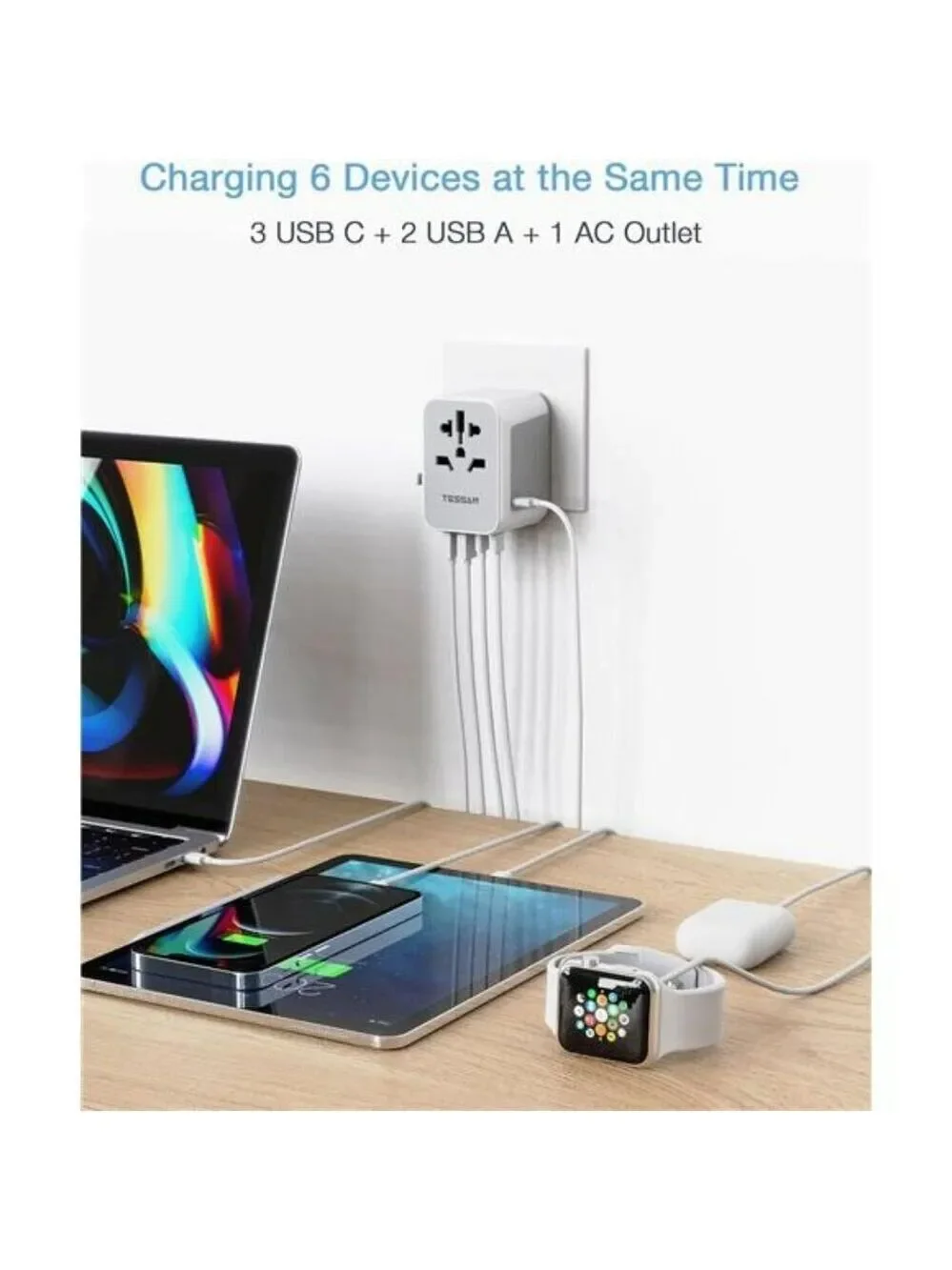 TESSAN Universal Travel Adapter USB C Wall Charger for Europe UK Japan AUS